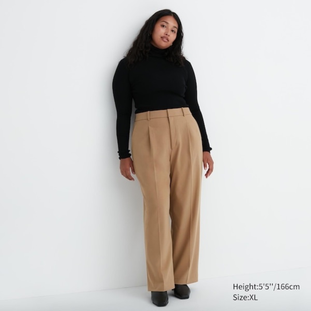 UNIQLO Wide Fit Pleated Pants - Beige NWT XS